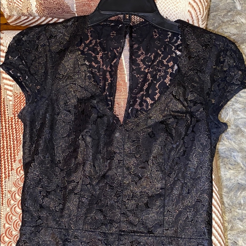 Black Lace Dress with Gold Highlights from Bebe
